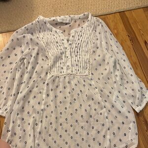 Abercrombie & Fitch Sheer White Blouse with Blue Dots